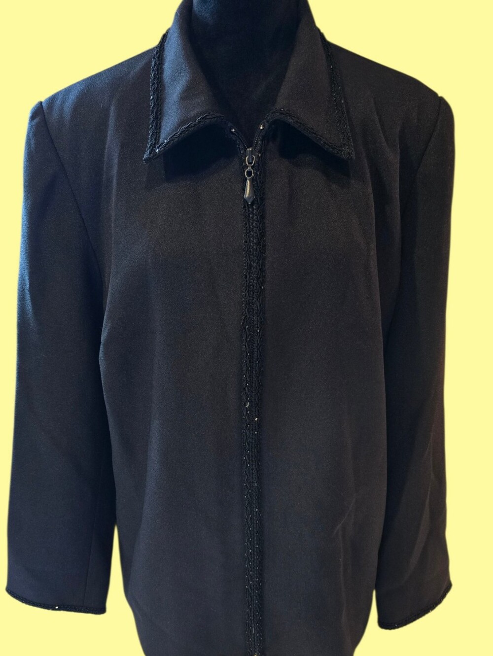 Alfred Dunner Dressy Black Zip Up Blazer 14